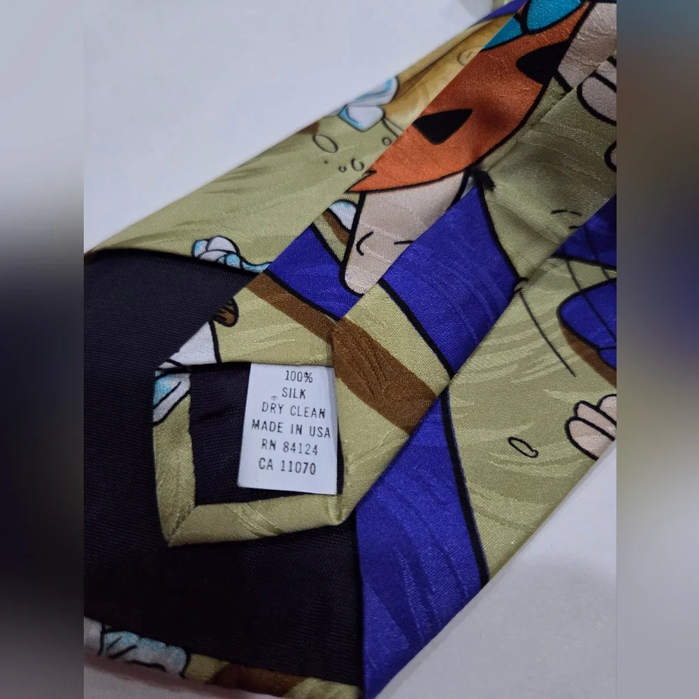 RM Style 1993 Cartoon Silk Tie Flinststones  54  in.